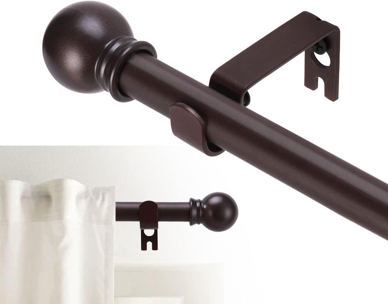 Photo 1 of Bronze Curtain Rods for windows 32-48 inch, 5/8 inch Decorative Curtain Rod Set, Brown Splicing Heavy Duty Metal Curtain Rod with Brackets
