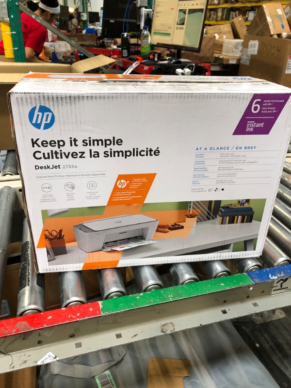 Photo 3 of HP DeskJet 2755e Wireless Color All-in-One Printer with bonus 6 months Instant Ink (26K67A), white