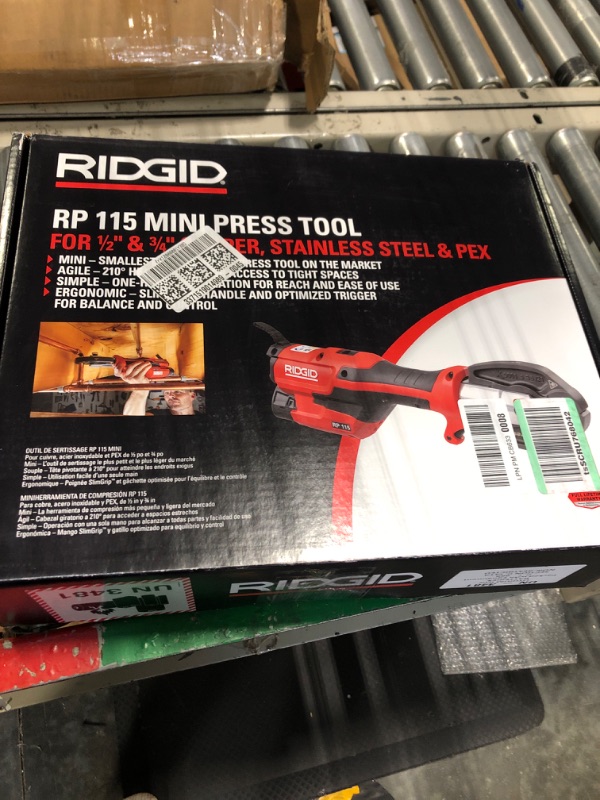 Photo 3 of RIDGID 72553, RP 115 Mini Press Tool Kit with 1/2" - 3/4" ProPress Jaws and Carrying Case & 55183 12V Li-Ion Battery