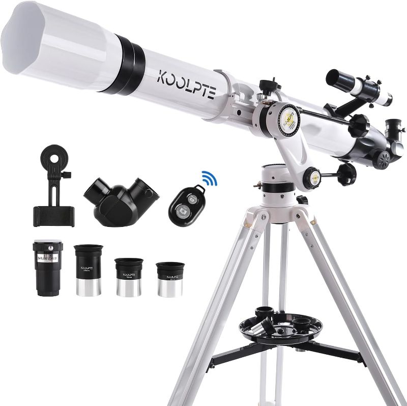 Photo 1 of ****USED//SOLD AS PARTS**** 
Telescope 90mm Aperture 900mm - Vertisteel AZ Mount Base, High Precision Adjustment, Magnification 45-450x, Wireless Remote, Phone Adapter - Ideal for Astronomy Enthusiasts and Beginners (White) White-90900 ***USED**** 