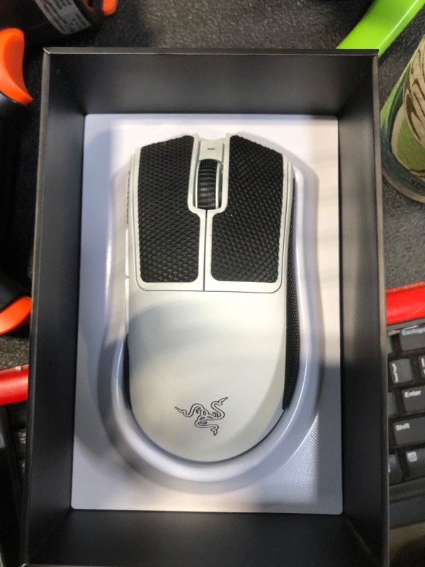 Photo 3 of Razer DeathAdder V3 Pro Wireless Gaming Mouse: 64g Ultra Lightweight - Focus Pro 30K Optical Sensor - Fast Optical Switches Gen-3 - HyperSpeed Wireless - 5 Programmable Buttons - 90 Hr Battery - White Wireless White