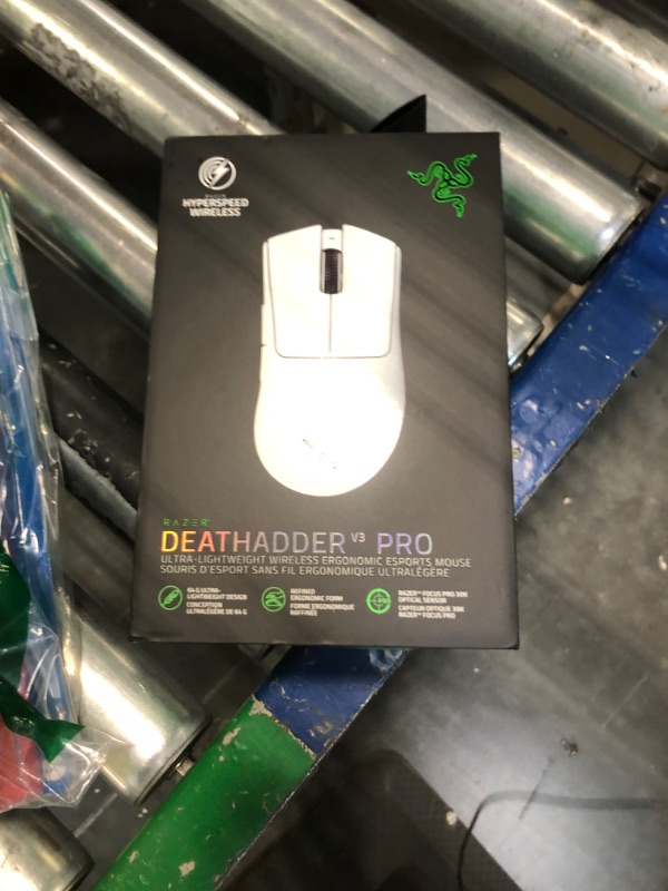 Photo 2 of Razer DeathAdder V3 Pro Wireless Gaming Mouse: 64g Ultra Lightweight - Focus Pro 30K Optical Sensor - Fast Optical Switches Gen-3 - HyperSpeed Wireless - 5 Programmable Buttons - 90 Hr Battery - White Wireless White