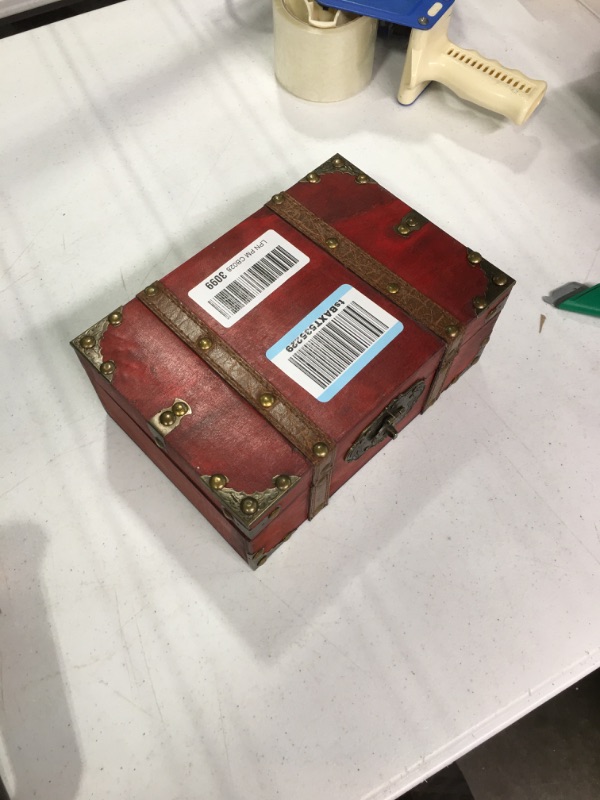 Photo 1 of *****no use manual inside for the lock, unknown if still can be use*****Flylin Vintage Wooden Storage Box With Lock, Treasure Jewelry Chest Decorative Treasure Jewelry Chest Wooden Storage and Decorative Box Home Decoration Jewelry Storing Storage Organiz