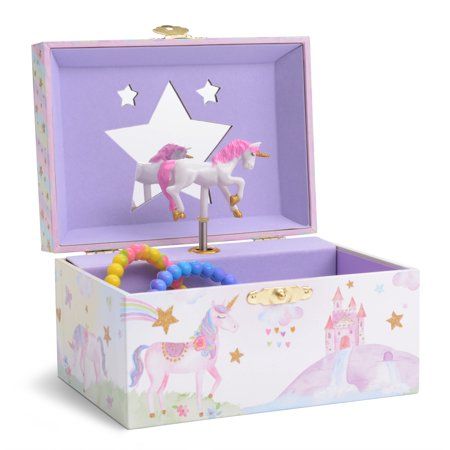 Photo 1 of Jewelkeeper Girl S Unicorn Musical Jewelry Box with Glitter Rainbow and Stars Design - the Beautiful Dreamer Tune - Girls Jewelry Boxes