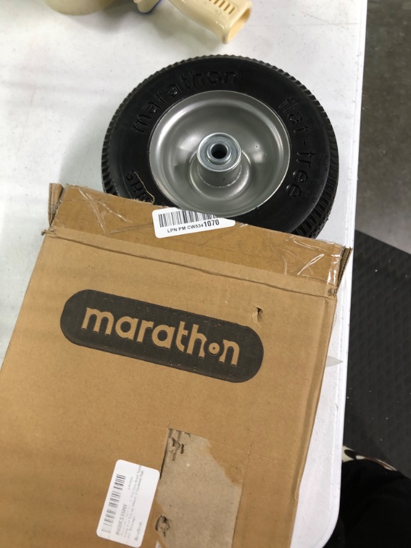 Photo 3 of Marathon 2.80/2.50-4" Flat Free Hand Truck / Utility Cart Tire on Wheel, 3"Centered Hub, 1/2" Bearings 3" Centered Hub 1/2" Ball Bearings