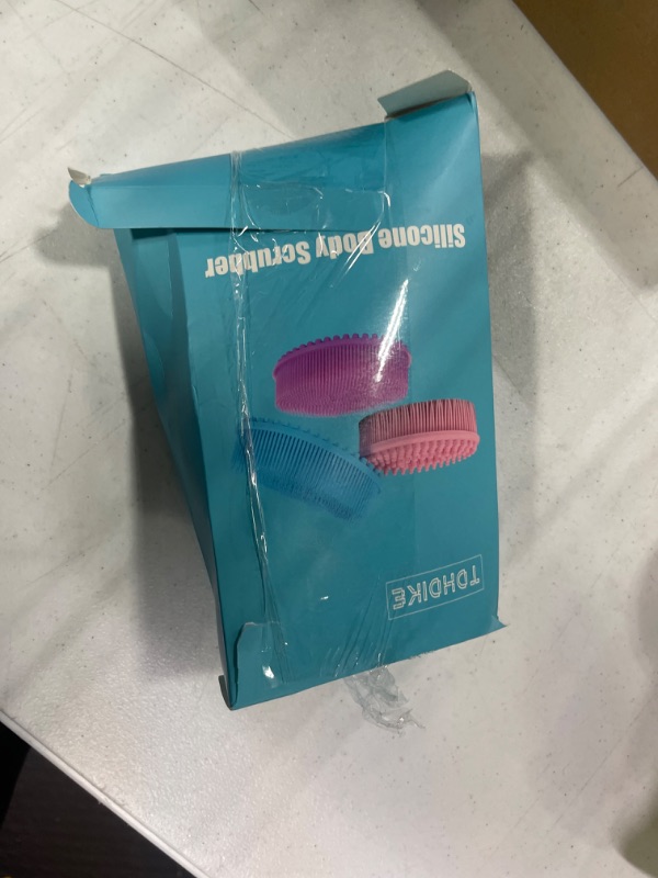 Photo 1 of 3 Pack Silicone Body Scrubber?Gentle exfoliating Body Scrubber That's Easy to Clean, Lathers Well, Long Lasting, and More Hygienic Than Traditional Shower Loofah for Sensitive Women Men
