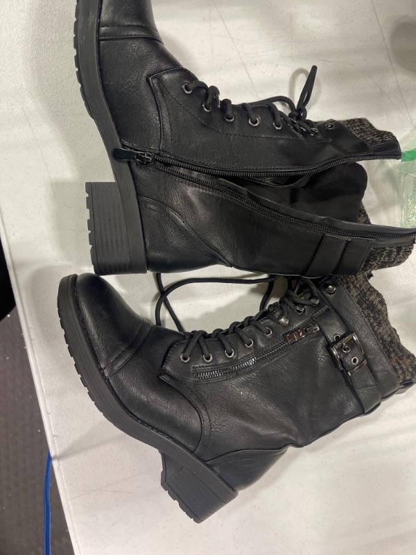 Photo 3 of DREAM PAIRS Women's Winter Lace up Mid Calf Combat Riding Military Boots Size 8 