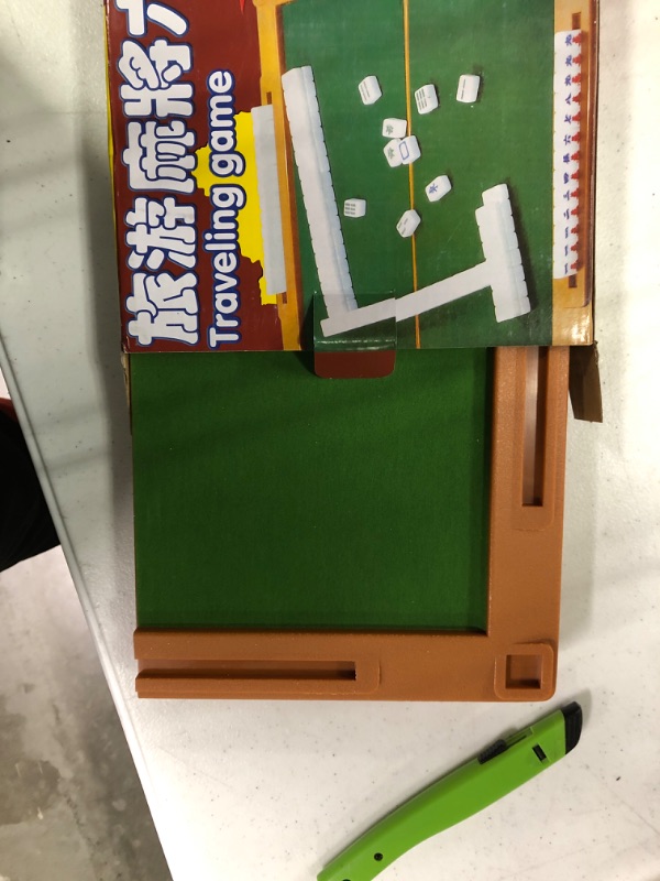 Photo 3 of 20mm Mini Travel Mahjong Set with Majiang Table Travel Board Game Chinese Traditional Mahjong Games, Portable Size and Light-Weight