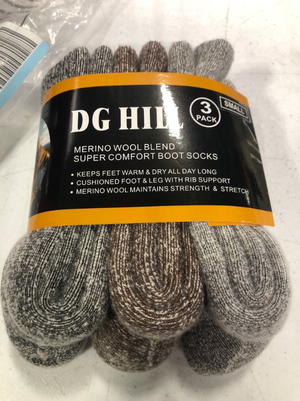 Photo 3 of DG Hill Merino Wool Socks for Men Women - 3 or 6 Pairs 80% Wool - Hiking Socks Warm Socks Crew Style Thermal Moisture Wicking 3 or 6 Pairs Medium Black/Brown/Grey, 3 Pairs