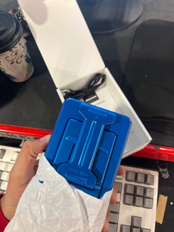 Photo 1 of Cell Phone Stand with Wireless Bluetooth Speaker and Anti-Slip Base HD Surround Sound Perfect for Home and Outdoors with Bluetooth Speaker for Desk Compatible with iPhone/ipad/Samsung Galaxy(Blue)