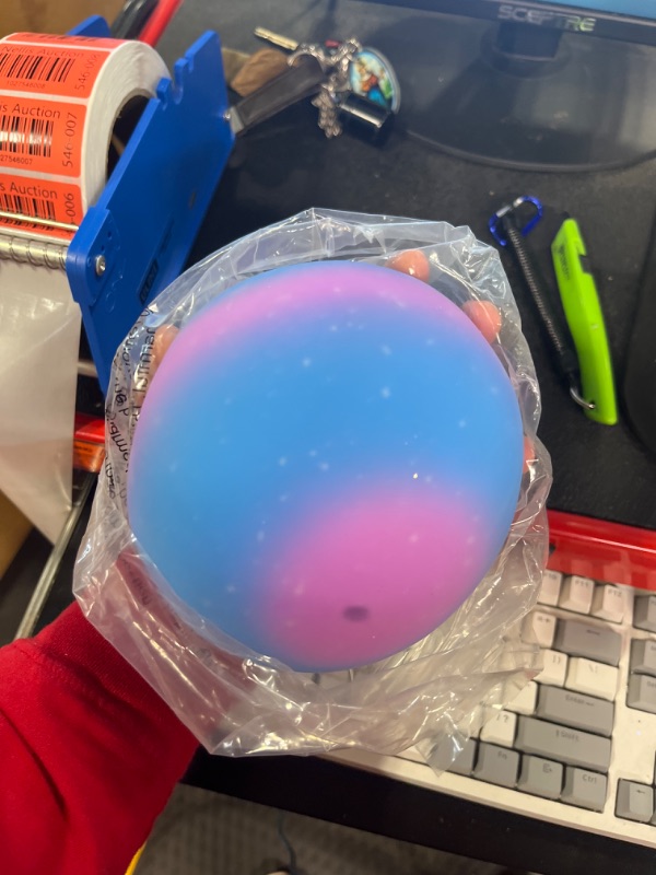 Photo 3 of Cool Builders Squishy Glow in The Dark Stress Ball - Anti Stress Sensory Ball and Concentration Toy (Galaxy)