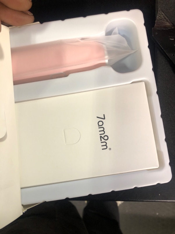 Photo 1 of 7AM2M Sonic Electric Toothbrush with 6 Brush Heads for Adults and Kids, One Charge for 90 Days, Wireless Fast Charge, 5 Modes with 2 Minutes Built in Smart Timer, Electric Toothbrushes(Pink) Light Pink