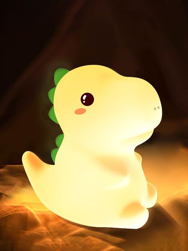 Photo 1 of Cute Kids Night Light Night Lamp Night Lights for Kids Bedroom Toddler Baby Portable Silicone Battery Led Nightlight Nursery (Dinosaur)
