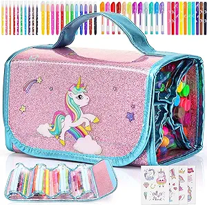 Photo 1 of Fruit Scented Washable Markers Set for Kids with Unicorn Pencil Case, 48PCS Art Supplies for Kids Age 4-6-8, Perfect Birthday Unicorns Gifts For Girls Age 4 5 6 7 8, Marker Crayon Coloring Sets