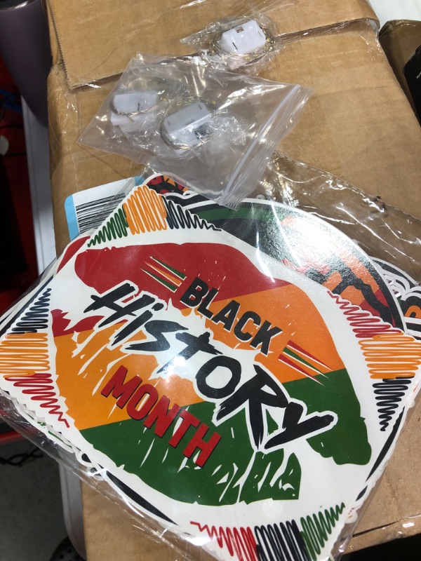 Photo 3 of 34 Pcs Black History Month Hanging Swirls Party Decorations Black History Decorations Swirls with LED Lights African American Decorations for Black History Month Office Classroom Supplies