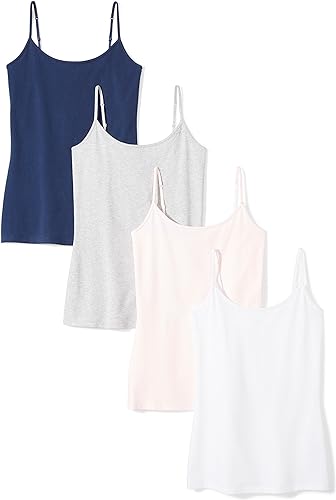 Photo 1 of Amazon Essentials Women's Slim-Fit Camisole, Pack of 4 X-Small Navy/Light Pink/White