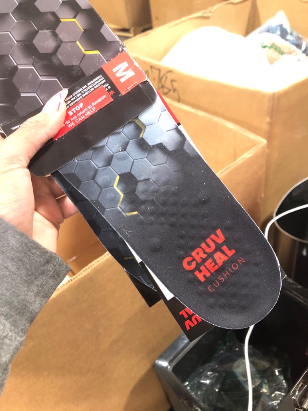 Photo 3 of (New) Work Comfort Orthotic Insoles - Anti Fatigue Shoe Insert Men Women - Neutral Arch - Shock Absorption - Foot Pain Relief - Work Boot Insoles (Black Hexagons, M) Black Hexagons M(Men 7.5-9||Women 8.5-10)