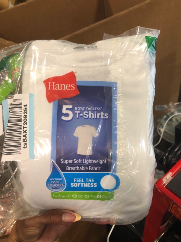 Photo 1 of Hanes Boys&#39; 5pk Crew Neck T-Shirt - White M