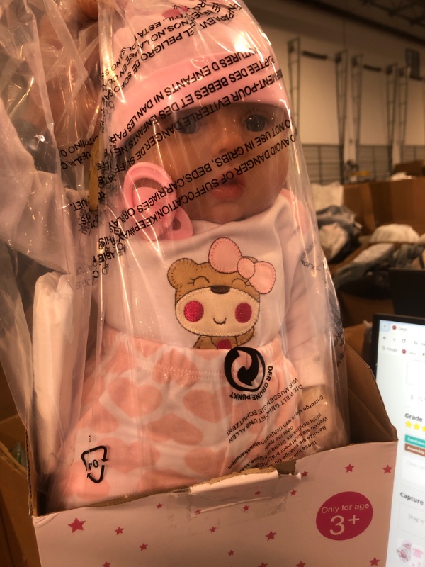 Photo 3 of CHAREX Lifelike Reborn Baby Girl Doll Realistic 22 inch Weighted Newborn Dolls with 2 Set Clothing Pacifier Feeding Bottles Gift Box