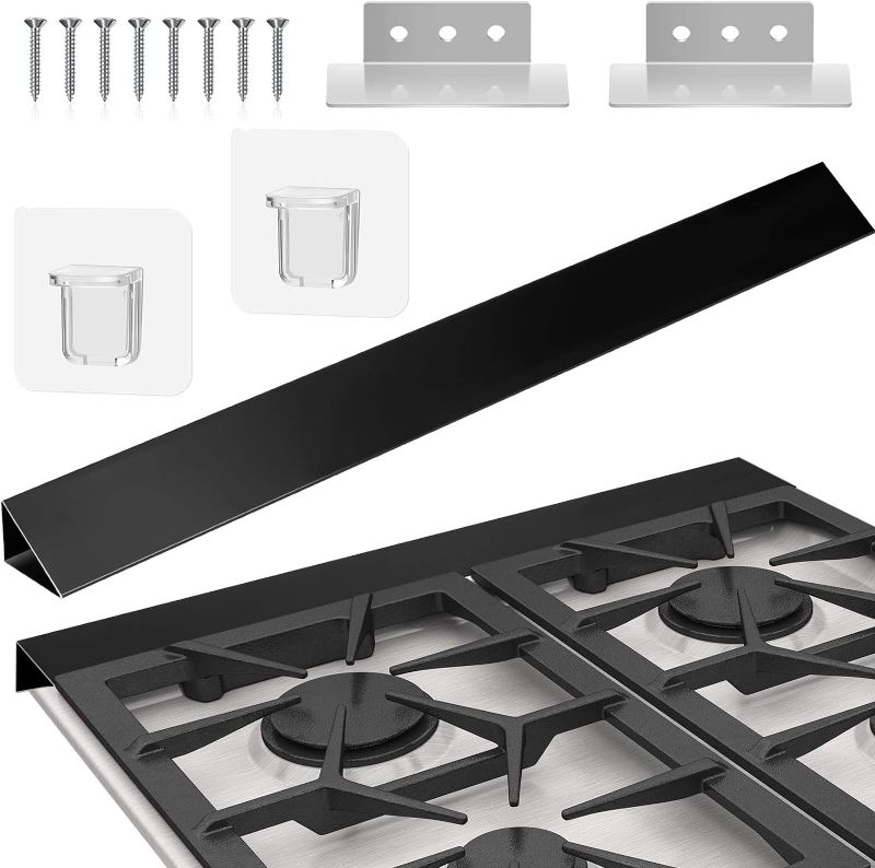 Photo 1 of 30 Long Slide in Range Rear Filler Kit Aluminum Gap Filler with Install Tools Stove Gap Covers Universal Oven Gap Guards Triangular Fill Strip Range Accessories for Gap, Black