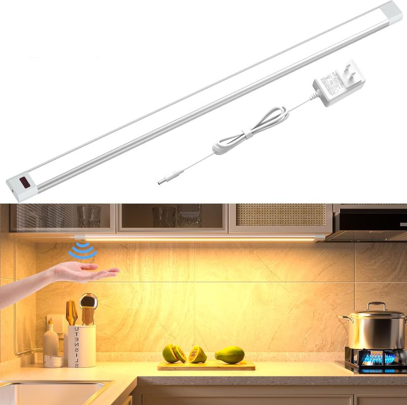 Photo 1 of Hensam 24 Inch Under Cabinet Lighting, 60-LED Super Bright Hand Wave Activated Cabinet Light, Warm Dimmable LED Closet Light for Shelf,Counter,Desk,Kitchen,Cupboard, 2700K