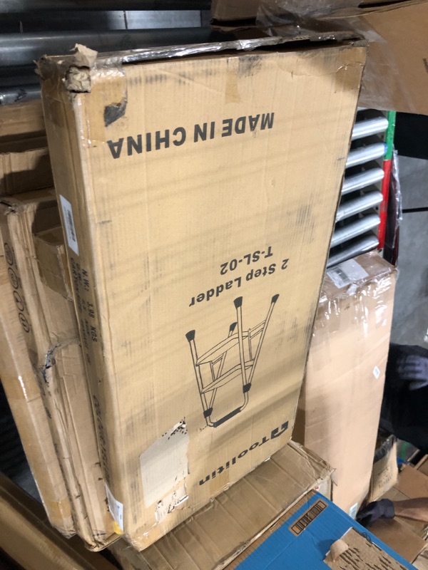 Photo 1 of TOOLITIN 2 Step Ladder, Folding Step Stool with Wide Anti-Slip Pedal, 500lbs Sturdy Steel Ladder, Convenient Handgrip, Lightweight, Portable Steel Step Stool for Household, Kitchen, Office 2 Step Yellow