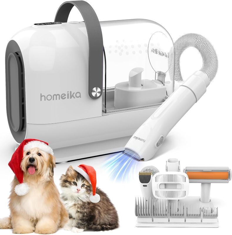 Photo 1 of Homeika Pet Grooming Kit & Dog Hair Vacuum 99% Pet Hair Suction, 3L Pet Vacuum Groomer with 7 Pet Grooming Tools, 5 Nozzles, Quiet Dog Brush Vacuum with Hair Roller/Massage Nozzle for Dogs Cats, Gray