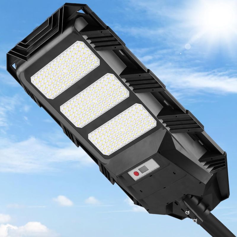 Photo 1 of 350W Solar Street Light 35000LM LED Outdoor Waterproof Dusk to Dawn for Yard Lighting IP66 6500K with Motion Sensor and Remote Control Wall Lights for Garden Parking Lot,Basketball Court