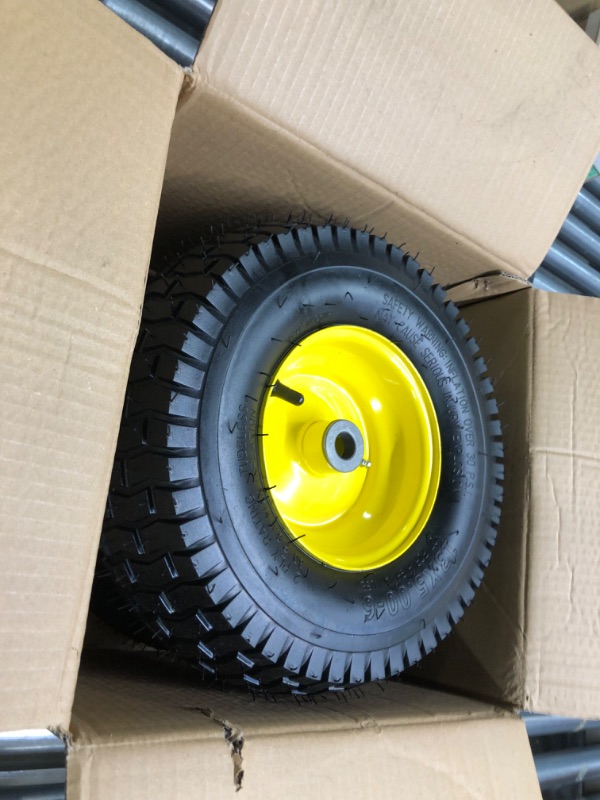Photo 3 of (4-Pack) 4.10/3.50-4" Flat Free Tire and Wheel - 10 Inch Solid Rubber Tires with 5/8" Bearings, 2.2" Offset Hub - Compatible with Garden Wagon Carts,Hand Truck,Wheelbarrow,Dolly,Utility Cart
