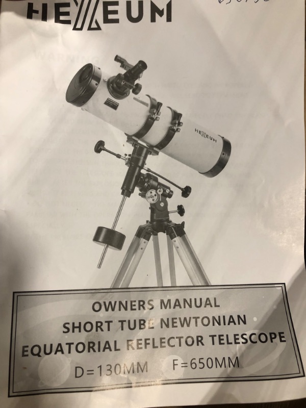 Photo 3 of HEXEUM Telescope 130EQ Astronomical Reflector - Manual Equatorial for Adults Astronomy. Comes with 2X Barlow Lens Phone Adapter and Moon Filter & Sun Fliter, Wireless Control, White