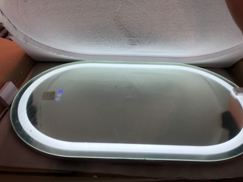 Photo 3 of DIDIDADA 40 x 24 Inch Oval Lighted LED Bathroom Mirror with Lights 3 Color 40x24 Inch Oval Lighted Vanity Mirror for Bathroom Wall Mounted Smart Oval Mirror Antifog LED Makeup Oval Light up Mirror