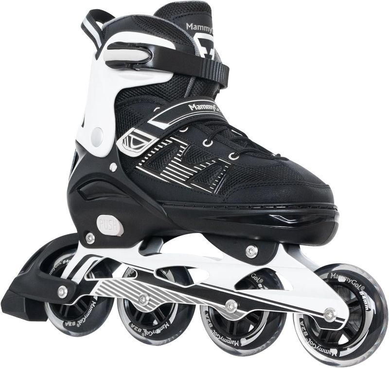 Photo 1 of MammyGol Adult Inline Skates for Men Women, Blades Roller with Carbon Steel Bearings, TPR Brake, 3D Mesh, EVA Lining, PVC Upper | Adjustable Size for Better Fit for Skating Enthusiasts
