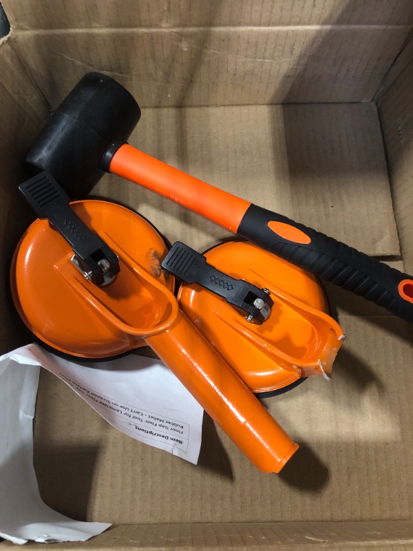 Photo 2 of Floor Gap Fixer Tool for Laminate Floor Gap Repair Include Premium Quality Heavy Duty Aluminum Suction Cup and Fiberglass Handle Rubber Mallet - Can't Use on Scraped Surface Floor  BROKEN, SEE PICTURES***USED*** 