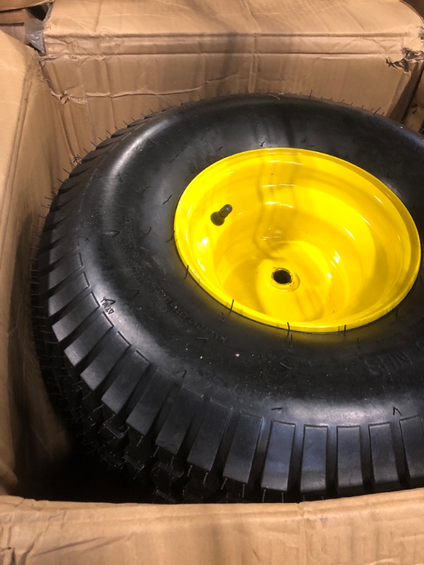 Photo 2 of 2PCS 20x8.00-8 Lawn Mower Tires with Rim,20x8x8 Lawn Tractor Tires,20x8.00-8nhs Tires for Lawn Garden Tractors,4 Ply Tubeless,3.5" Offset Hub,3/4" Bushing with 3/16" Keyway,965lbs Capacity 20x8.00-8 Tires with Rim