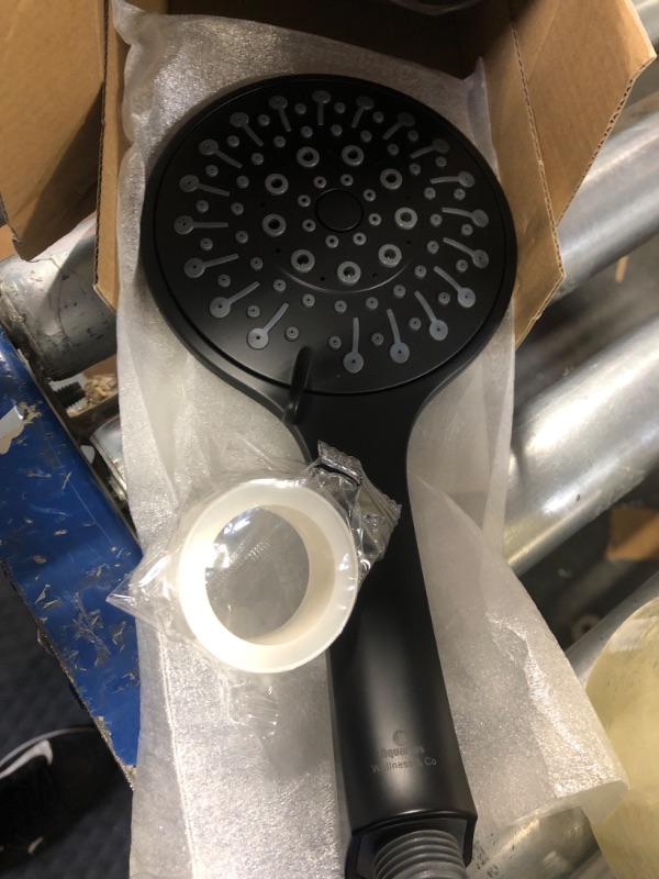 Photo 1 of Aquarius Handheld Matte Black Shower Head With Hose (Extra Long) Luxury Spa Grade High Pressure Hand Held Showerhead With 6 Spray Settings - Adjustable Brass Ball Holder & Teflon Tape Standard 2.5 GPM Matte Black