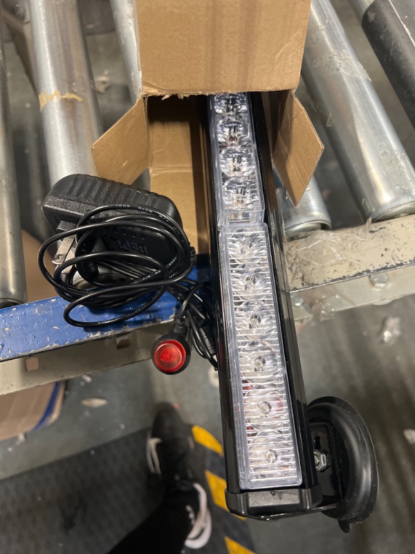 Photo 1 of LE-JX 24” Red/Blue Wireless Traffic Advisor Emergency Lights Bar Battery Led Strobe Warning Light Roof Top Hazard Flash with Magnetic Base Mount and 12V Rechargeable Plug (24 LEDs) 24" Red/Blue 24" Wireless Battery Emergency Lights Bar