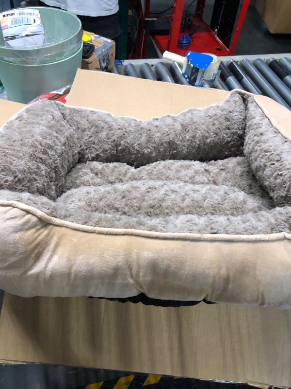 Photo 3 of Furhaven Cooling Gel Dog Bed for Small Dogs w/ Removable Bolsters & Washable Cover, For Dogs Up to 20 lbs - Plush & Velvet Waves Perfect Comfort Sofa - Brownstone, Small