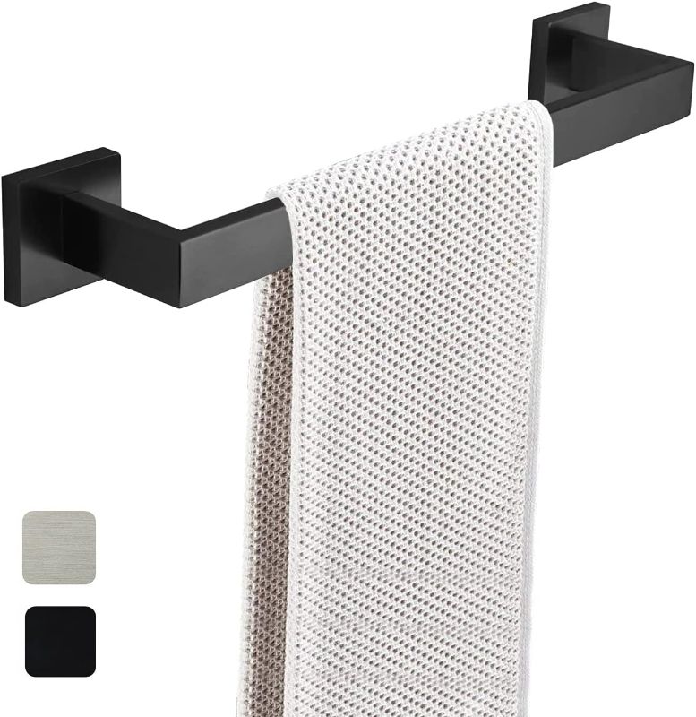Photo 1 of 16 Inch Towel Bar for Bathrooms 12/16/24/28/32/36 Inch Stainless Steel 304 Matte Black Towel Holder Modern Square Towel Rod Rustproof Wall Mount (Matte Black, 16 Inch)