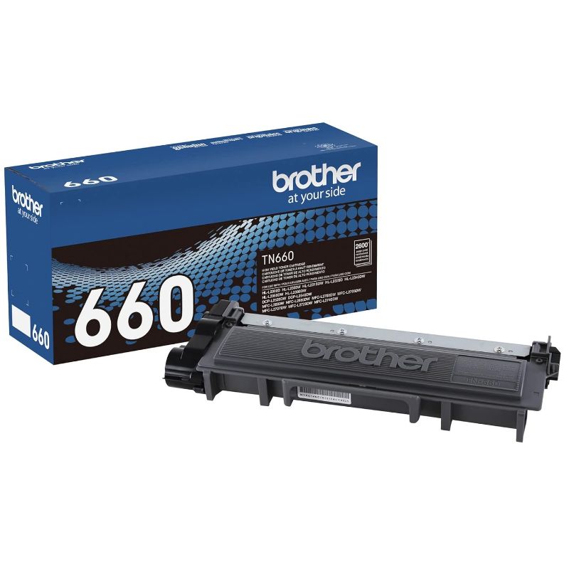 Photo 1 of Brother Genuine High Yield Toner Cartridge, TN660, Replacement Black Toner, Page Yield Up to 2,600 Pages, Amazon Dash Replenishment Cartridge