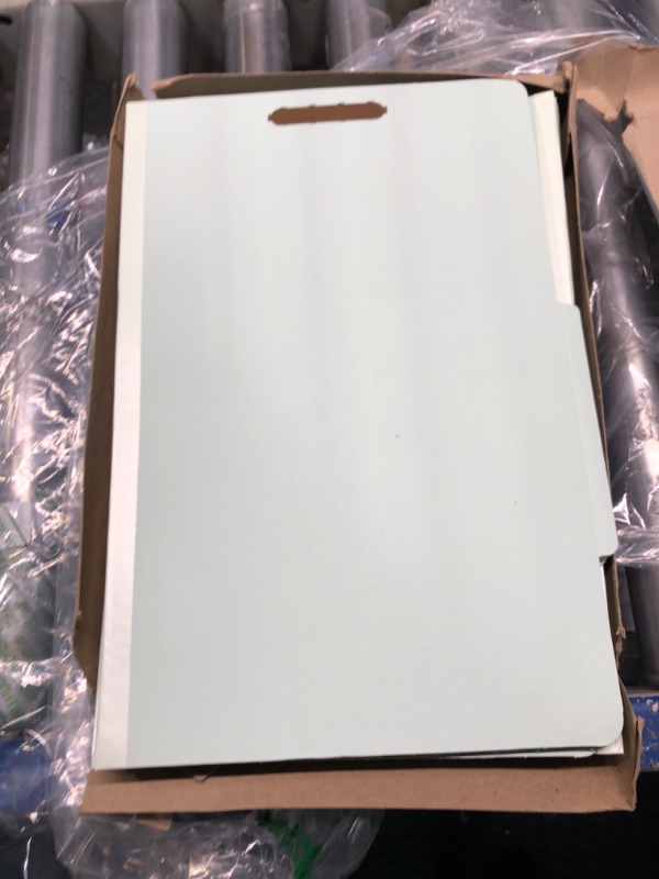 Photo 1 of Pendaflex Recycled Classification File Folders, 2 Dividers, 2" Embedded Fasteners, 2/5 Tab Cut, Legal Size, Light Green, Box of 10 (29076R) Light Green 2 Divider