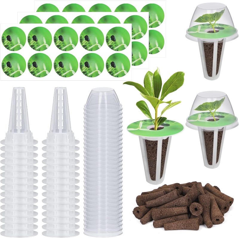 Photo 1 of 120Pcs Seed Pod Kit for Aerogarden, Hydroponic Pods Grow Anything Kit, Hydroponics Supplies for Growing System with 30 Grow Baskets 30 Grow Domes 30 Plant Grow Sponges 30 Labels