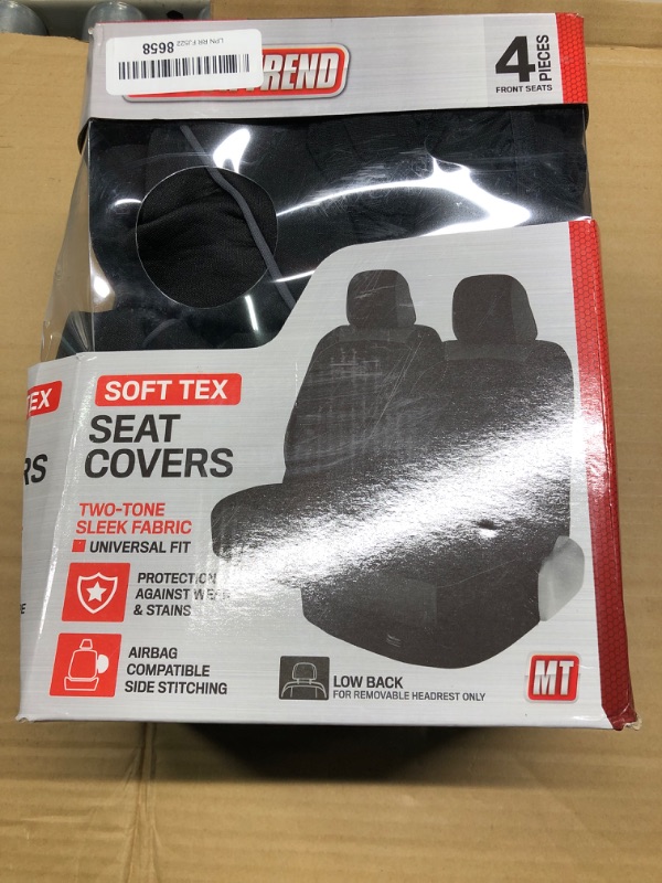 Photo 2 of Motor Trend Black Cloth Car Seat Covers for Front Seats – Premium Automotive Bucket Seat Covers, Made for Vehicles with Removable Headrests, Interior Covers for Truck Van SUV Black Stitched