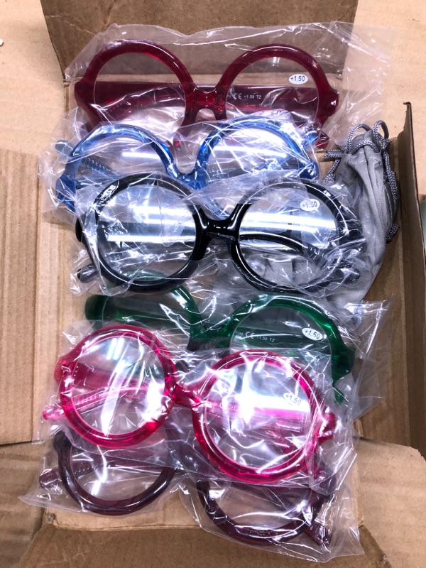 Photo 1 of CessBlu 6 Pack Huge Oversized Reading Glasses without Metal No Screws for Women Large Head Round Readers +1.50 6pc-mix 1.5 x