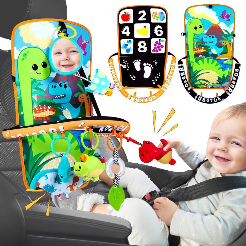 Photo 1 of Baby Car Seat Infant Toys - Baby Travel Activities, Sensory Stroller Toy for Toddlers, Portable Car Seat Toys with Music, Mirror and Animals Toys, Christmas Birthday Gifts Newborn Infant Toys