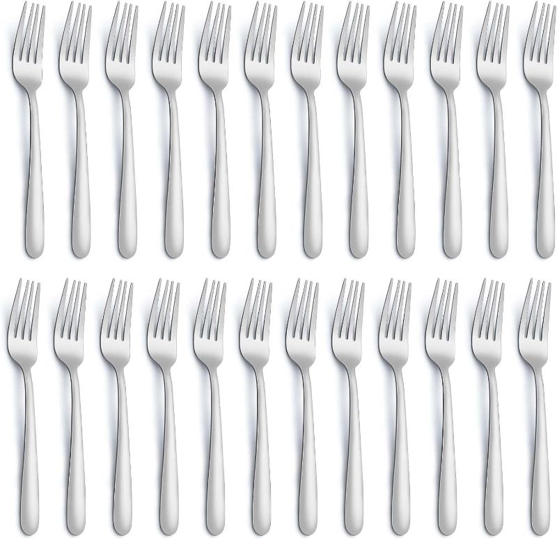 Photo 1 of 24 Pieces Dinner Forks, Forks Silverware(8 inches), Silverware Forks, Food Grade Stainless Steel Flatware Forks, Mirror Polished & Dishwasher Safe, Using for Home, Restaurant or Kitchen
