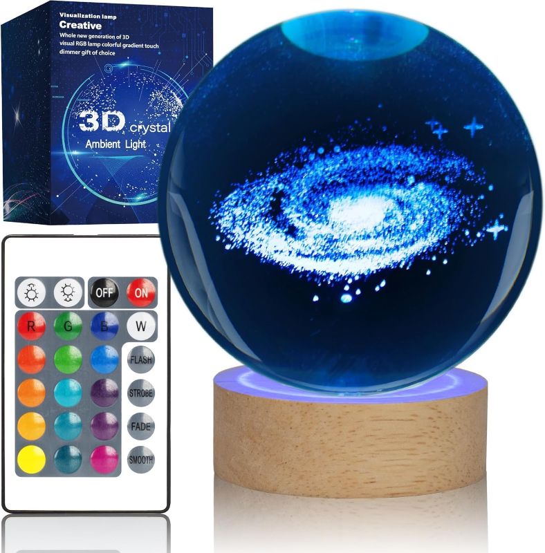 Photo 1 of 3D Celestial Balls Lamp Galaxy Crystal Ball Lamp with Remote Control, Galaxy System Model Decor Science Astronomy Gifts God Bless The World Easter Religious Space Gifts Decor