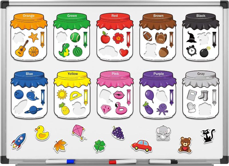 Photo 1 of 10 Pieces Color Recognition Magnetic Sorting Set Educational Magnet Color Baby Toddlers Kids Magnets for Refrigerator Whiteboard, Above Ages 3