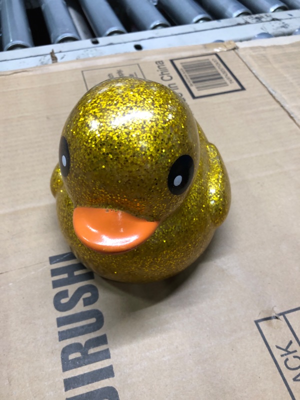 Photo 3 of 6.89 Inch Giant Glitter Rubber Duck Big Glitter Rubber Ducky Jumbo Sparkly Duck Bath Toy with Squeaky Sound for Baby Shower Birthday Party Favor Gift Summer Beach Pool Activity(Gold)