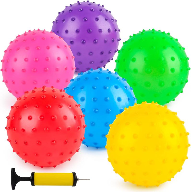 Photo 1 of 
LOVEINUSA 6PCS Bounce Balls, Sensory Balls Knobby Party Balls Massage Balls with Air Pump for Babies Toddlers Outdoor and Indoor Favors, 4.72"