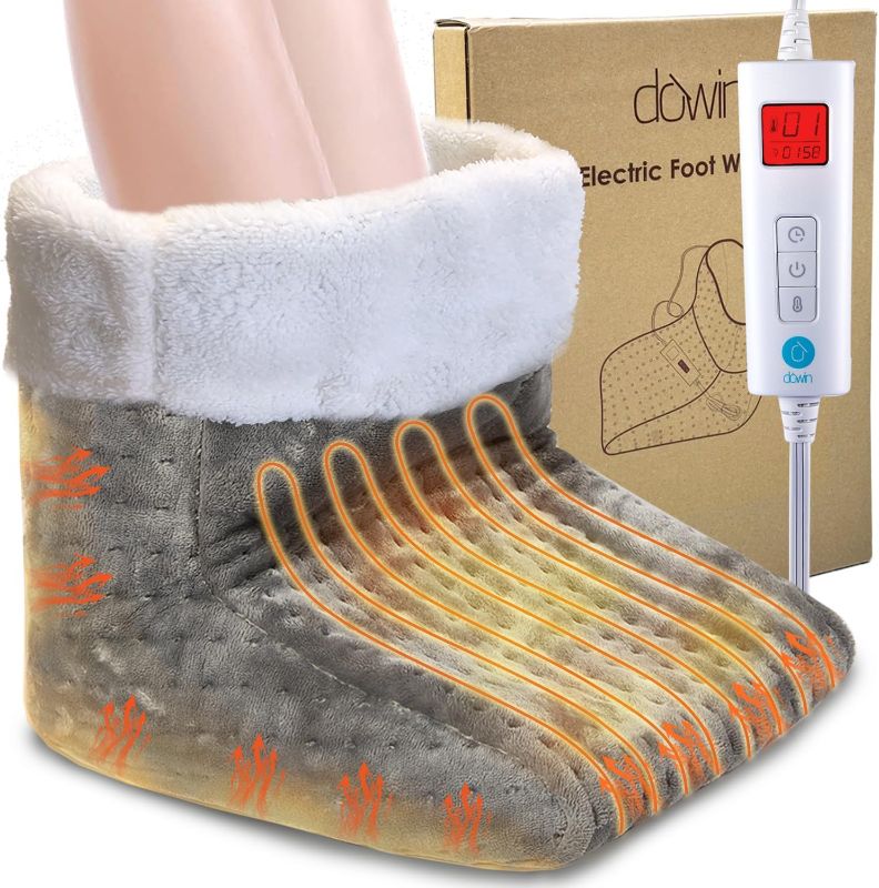 Photo 1 of Electric Foot Warmer, Rapid Heating Pad for Feet, 6-Level Heating Feet Warmers Washable, Heated Slippers Gift for Women Men, Heated Foot Warmers for Bed/Christmas/Office, Safety, Detachable 10.64''*10.64''*8.87''/grey